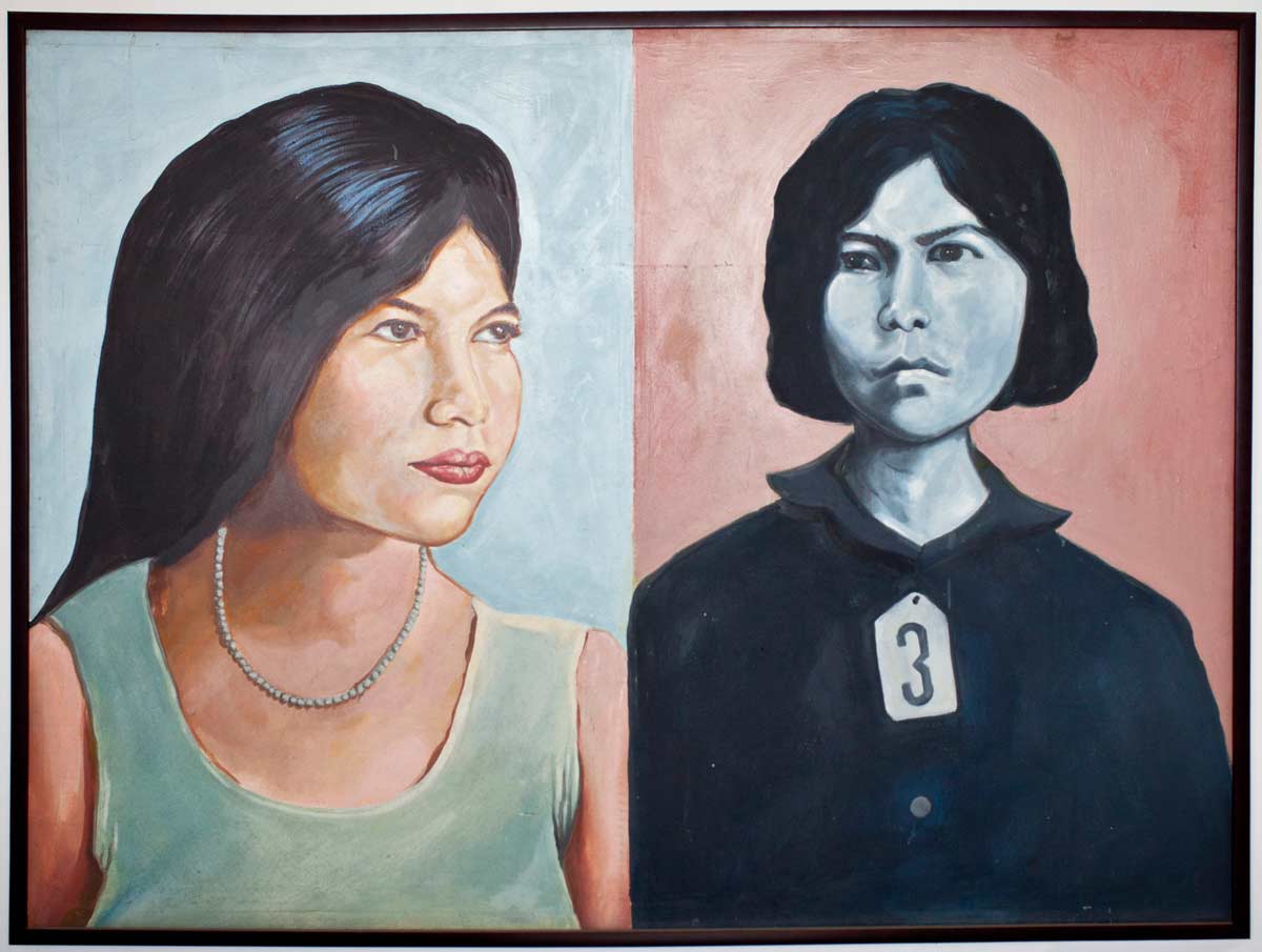 Portrait de Bophana par le peintre Vann Nath. Visible au premier étage du centre.